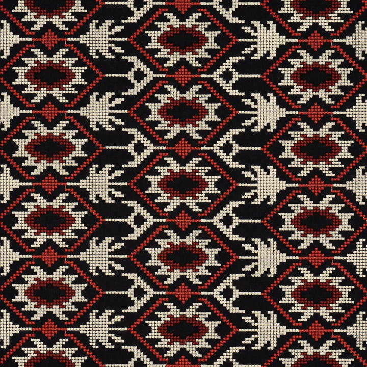 Andean Tribute Embroidery Ruby Midnight Shadows 85410 by Schumacher Fabric Johanna Ortiz 14.5" - Fabric Carolina -