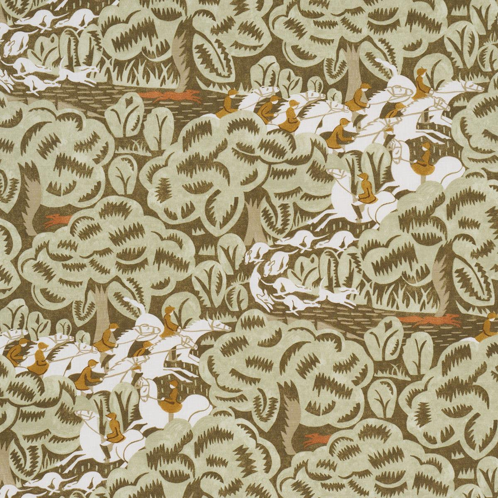Margaret Schloeman'S Fox Chase Sage & Soft Brown 182342 by Schumacher Fabric The New Yorker 13.5" - Fabric Carolina -