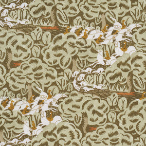 Margaret Schloeman'S Fox Chase Sage & Soft Brown 182342 by Schumacher Fabric