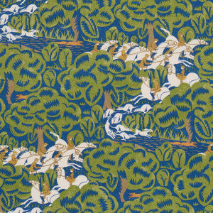 Margaret Schloeman'S Fox Chase Navy & Green 182341 by Schumacher Fabric