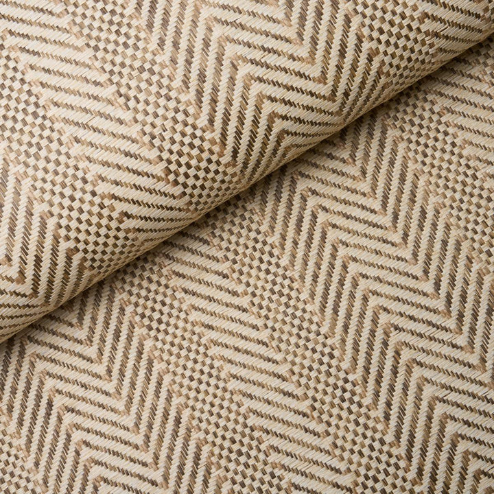 Zig Zag Paperweave Flax 5016601 by Schumacher Wallpaper Textured & Woven Wallcoverings 1.0" - Fabric Carolina -
