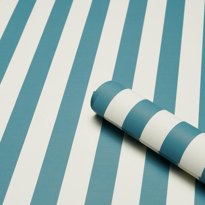 Emma Stripe Azure 5017214 by Schumacher Wallpaper Perennial Favorites 2.5" - Fabric Carolina -