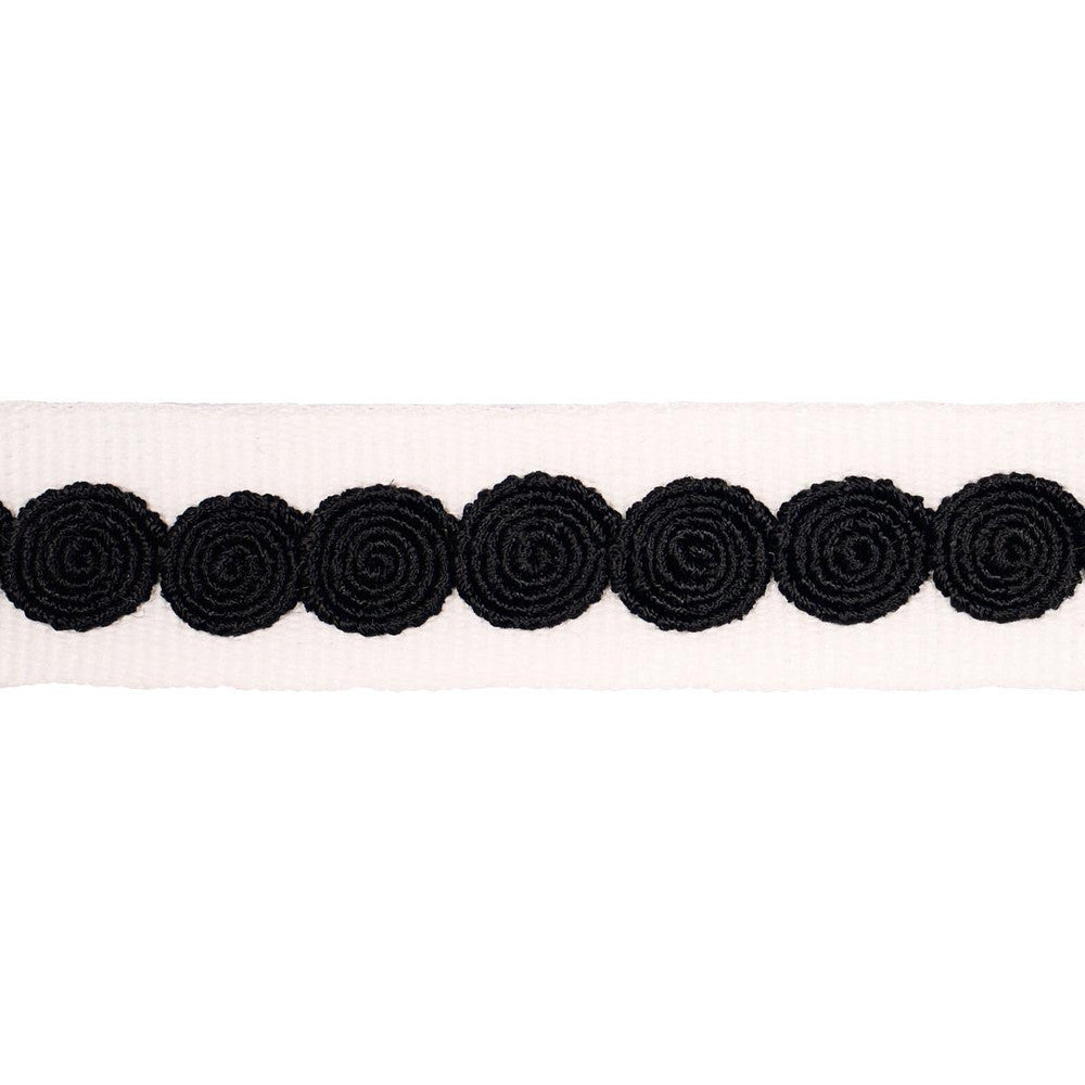 Castille Tape Narrow Black On Ivory 83883 by Schumacher Trim Perennial Favorite Trims - Fabric Carolina -
