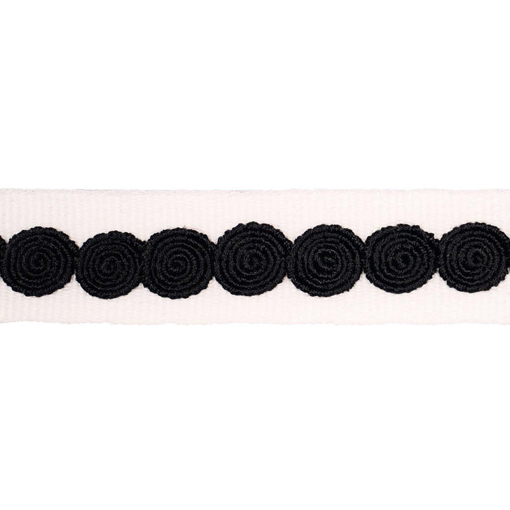 Castille Tape Narrow Black On Ivory 83883 by Schumacher Trim Perennial Favorite Trims - Fabric Carolina -