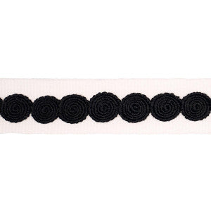 Castille Tape Narrow Black On Ivory 83883 by Schumacher Trim