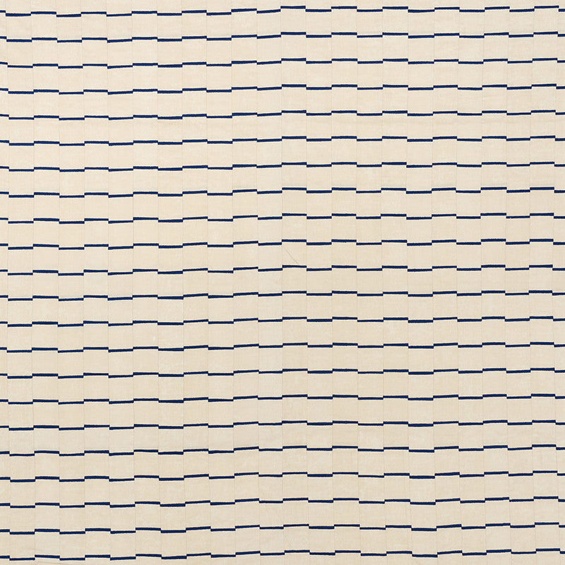 Lines Blue 71211 by Schumacher Fabric David-Kaihoi 45% Linen, 35% Cotton, 20% Polyester - Horizontal: 4.5 and Vertical: 2.375 53 - Fabric Carolina -