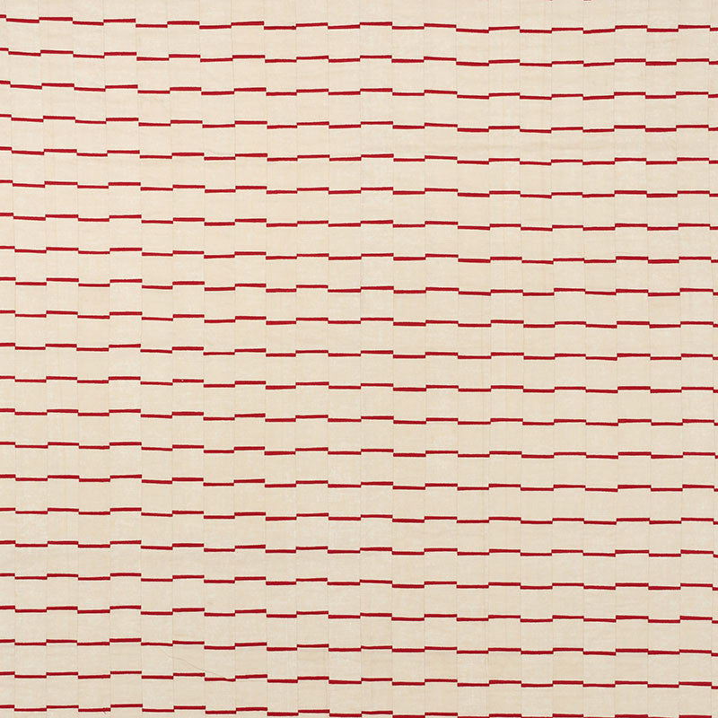 Lines Red 71212 by Schumacher Designer Fabric DAVID KAIHOI See Sample INDIA - </p><p>Repeat: Horizontal: 4 1/2" (11CM) and Vertical: 2 3/8" (6CM) 53" (135CM) - Swanky Fabrics -