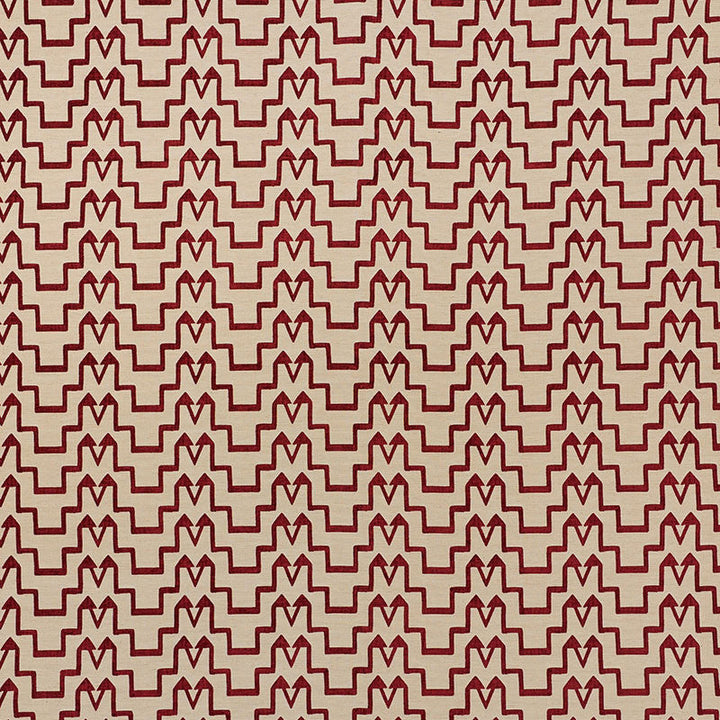 Turkish Step Red/Natural 71242 by Schumacher Designer Fabric DAVID KAIHOI See Sample TURKEY - </p><p>Repeat: Horizontal: 6 1/2" (17CM) and Vertical: 2 3/4" (7CM) 53 1/2" (136CM) - Swanky Fabrics -