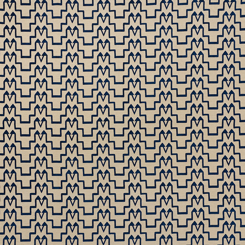 Turkish Step Blue/Natural 71243 by Schumacher Fabric DAVID KAIHOI VISCOSE 65% COTTON 16% TURKEY </p><p>Repeat: Horizontal: 6 1/2" (17CM) and Vertical: 2 3/4" (7CM) 53.5 - Fabric Carolina -
