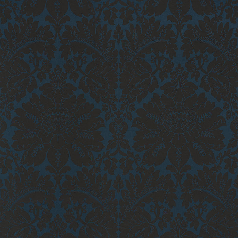 Maggiore Damasco Midnight 71280 by Schumacher Fabric Damasco 100% Cotton - Horizontal: 26 and Vertical: 31.75 54.5 - Fabric Carolina -