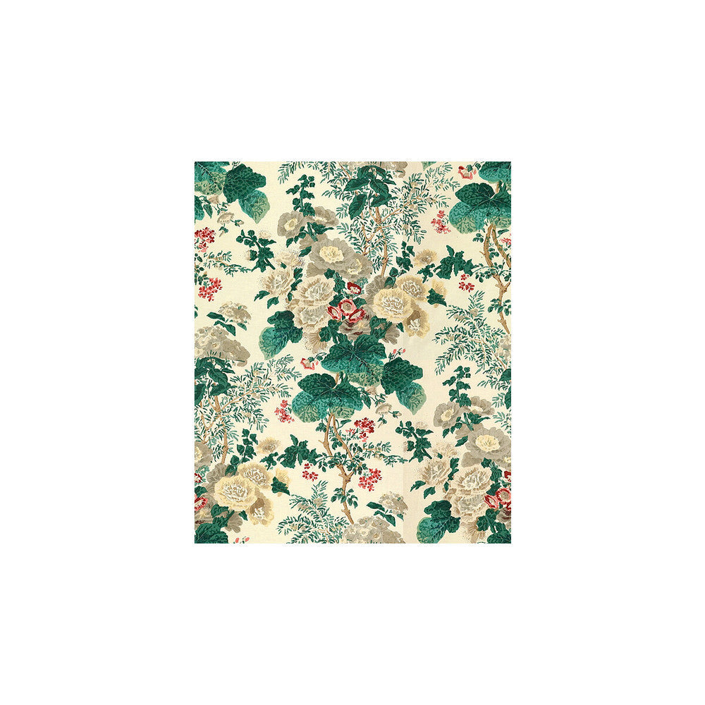 Hollyhock Hdb White/Brown by Lee Jofa Designer Fabric - COTTON - 100% Thailand LIGHT Horizontal: 0 and Vertical: 40.25 47 - Swanky Fabrics -