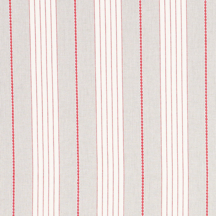 Audrey Stripe Grey & Red 71373 by Schumacher Fabric ESSENTIALS: STRIPES II COTTON 100% INDIA </p><p>Repeat: Horizontal: 4 3/4" (12CM) and Vertical: 54 - Fabric Carolina -