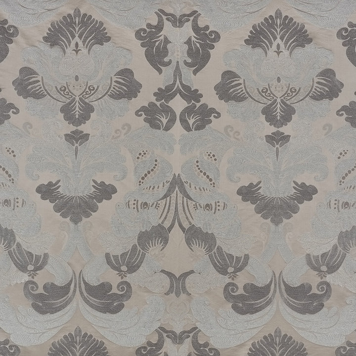 Molveno Damasco Pewter 71470 by Schumacher Fabric Damasco 35% Viscose, 29% Linen, 21% Silk, 15% Cotton - Horizontal: 27.5 and Vertical: 43.5 55.25 - Fabric Carolina -