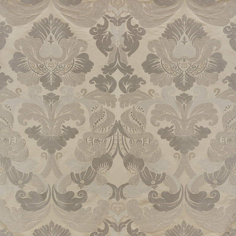 Molveno Damasco Champagne 71471 by Schumacher Fabric Damasco 35% Viscose, 29% Linen, 21% Silk, 15% Cotton - Horizontal: 27.5 and Vertical: 43.5 55.25 - Fabric Carolina -