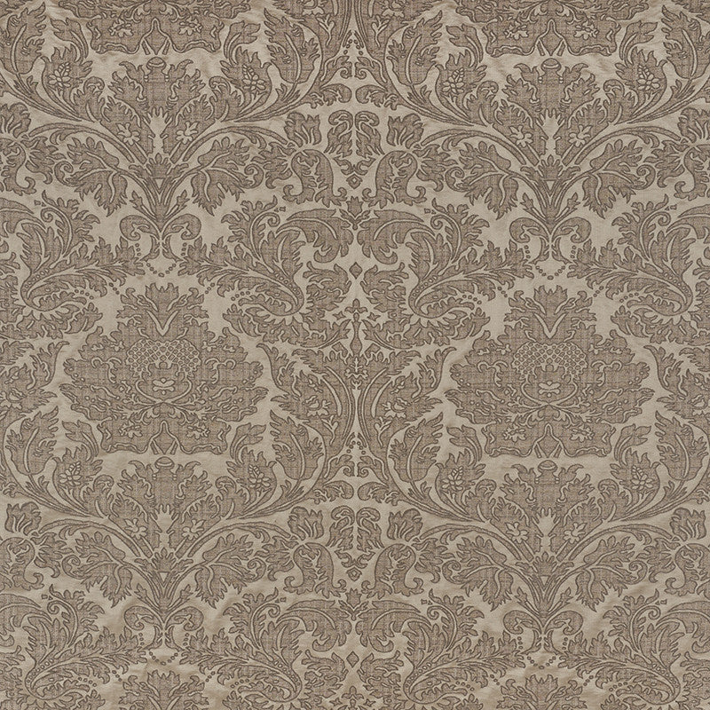 Belice Damasco Pewter 71481 by Schumacher Designer Fabric Damasco 60% Linen, 24% Wool, 16% Silk - Horizontal: 27.25 and Vertical: 28 54.75 - Swanky Fabrics -