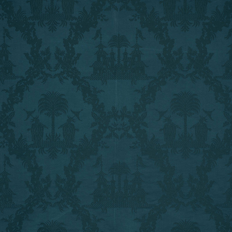 Chinoiserie Royale Peacock 71830 by Schumacher Fabric SCHUMACHER CLASSICS II LINEN 76% SILK 24% INDIA </p><p>Repeat: Horizontal: 27 1/2" (70CM) and Vertical: 26 1/4" (67CM) 55 - Fabric Carolina -