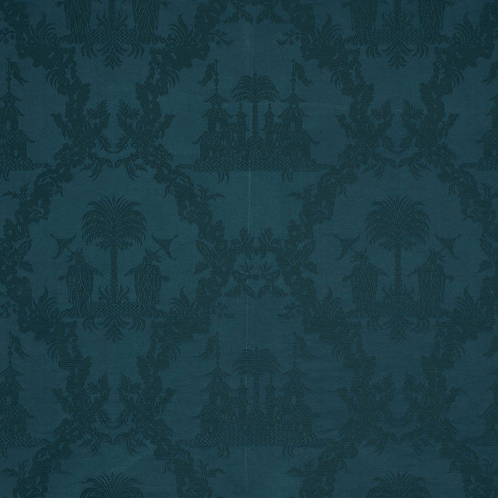 Chinoiserie Royale Peacock 71830 by Schumacher Designer Fabric SCHUMACHER CLASSICS II LINEN 76% SILK 24% INDIA </p><p>Repeat: Horizontal: 27 1/2" (70CM) and Vertical: 26 1/4" (67CM) 55 - Swanky Fabrics -