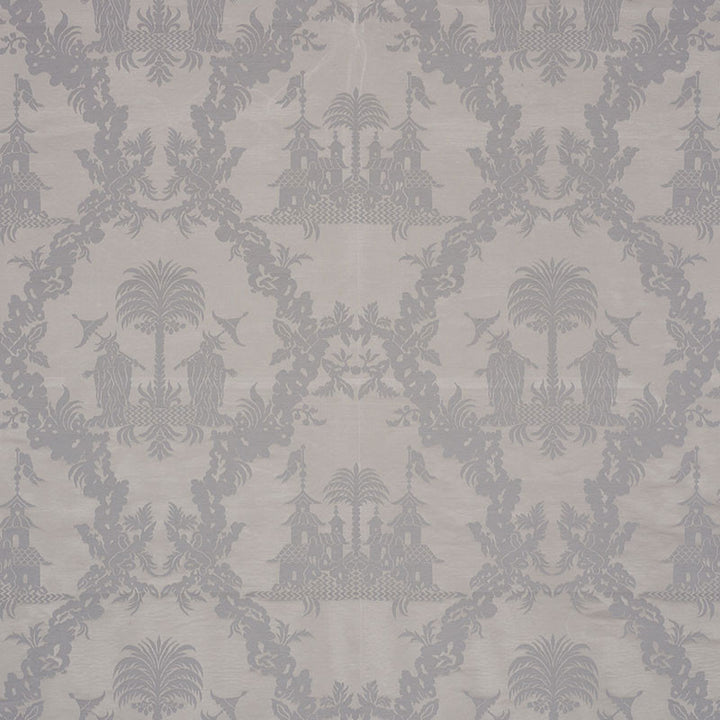 Chinoiserie Royale Platinum 71831 by Schumacher Fabric SCHUMACHER CLASSICS II See Sample INDIA - </p><p>Repeat: Horizontal: 27 1/2" (70CM) and Vertical: 26 1/4" (67CM) 55" (140 CM) - Fabric Carolina -