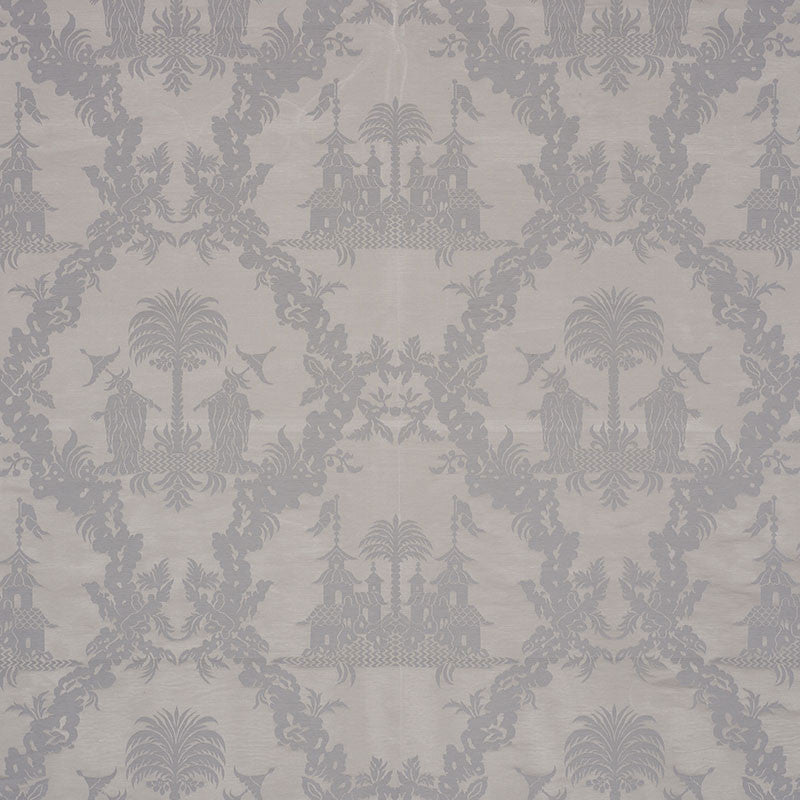 Chinoiserie Royale Platinum 71831 by Schumacher Designer Fabric SCHUMACHER CLASSICS II LINEN 76% SILK 24% INDIA </p><p>Repeat: Horizontal: 27 1/2" (70CM) and Vertical: 26 1/4" (67CM) 55 - Swanky Fabrics -