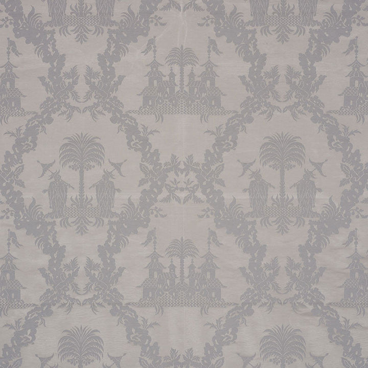 Chinoiserie Royale Platinum 71831 by Schumacher Designer Fabric SCHUMACHER CLASSICS II See Sample INDIA - </p><p>Repeat: Horizontal: 27 1/2" (70CM) and Vertical: 26 1/4" (67CM) 55" (140 CM) - Swanky Fabrics -