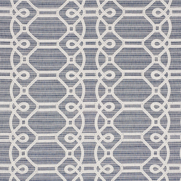 Ziz Embroidery Blue 71930 by Schumacher Fabric CARAVANNE See Sample INDIA - </p><p>Repeat: Horizontal: 17 1/2" (44CM) and Vertical: 6 1/4" (16CM) 53 1/4" (135CM) - Fabric Carolina -