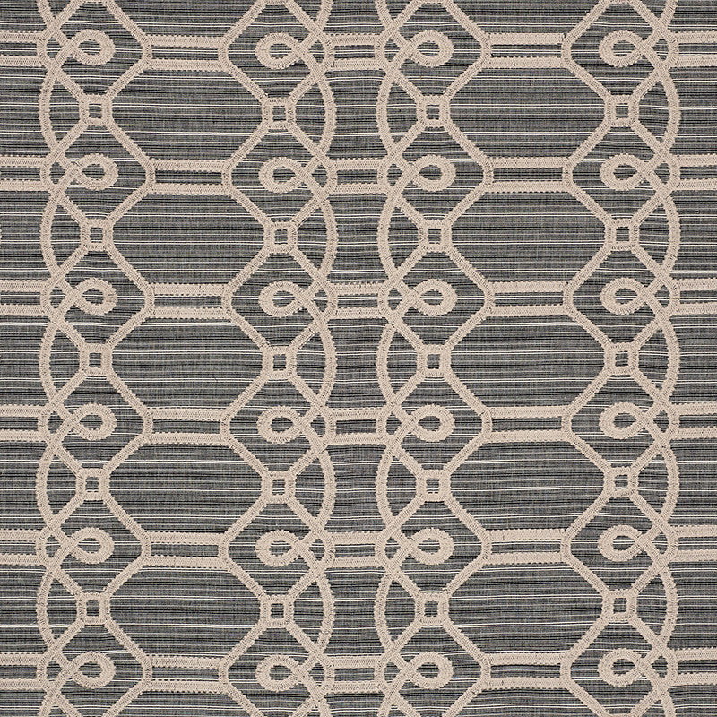 Ziz Embroidery Coal 71931 by Schumacher Designer Fabric Caravanne 77% Cotton, 23% Polyester Martindale 25,000 Horizontal: 17.5 and Vertical: 6.25 53.25 - Swanky Fabrics -