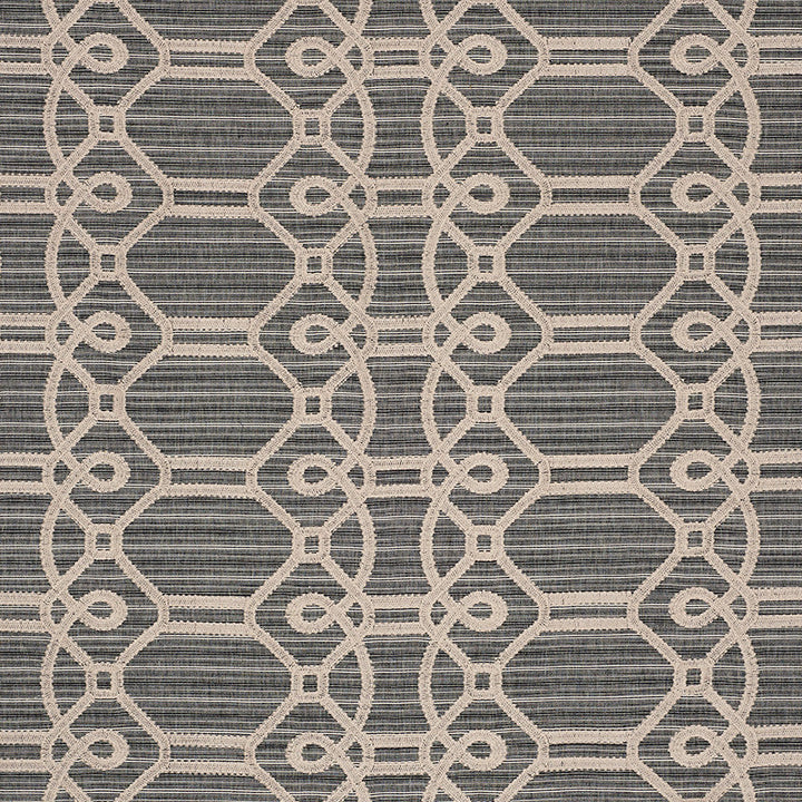 Ziz Embroidery Coal 71931 by Schumacher Designer Fabric Caravanne 77% Cotton, 23% Polyester Martindale 25,000 Horizontal: 17.5 and Vertical: 6.25 53.25 - Swanky Fabrics -