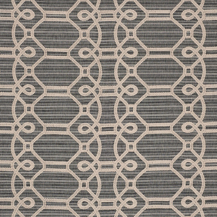 Ziz Embroidery Coal 71931 by Schumacher Fabric CARAVANNE COTTON 77% POLYESTER 23% INDIA MARTINDALE 25,000 </p><p>Repeat: Horizontal: 17 1/2" (44CM) and Vertical: 6 1/4" (16CM) 53.25 - Fabric Carolina -