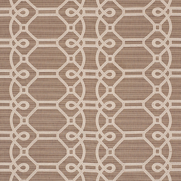 Ziz Embroidery Mocha 71932 by Schumacher Fabric Caravanne 77% Cotton, 23% Polyester` Martindale 25,000 Horizontal: 17.5 and Vertical: 6.25 53.25 - Fabric Carolina -