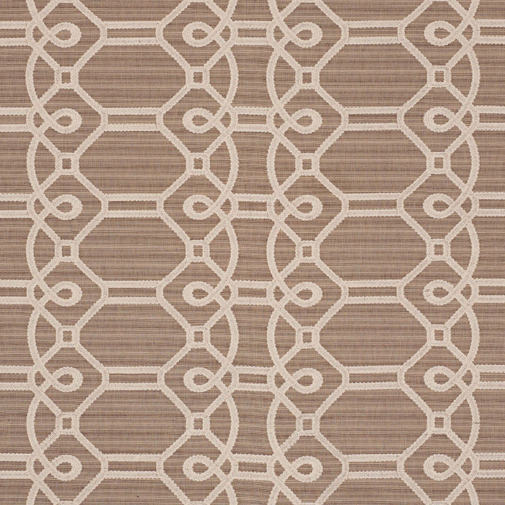 Ziz Embroidery Mocha 71932 by Schumacher Designer Fabric CARAVANNE See Sample INDIA - </p><p>Repeat: Horizontal: 17 1/2" (44CM) and Vertical: 6 1/4" (16CM) 53 1/4" (135CM) - Swanky Fabrics -