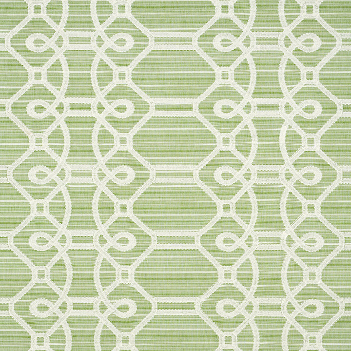 Ziz Embroidery Green 71933 by Schumacher Fabric HAPPY TOGETHER II COTTON 77% POLYESTER 23% INDIA MARTINDALE 25,000 </p><p>Repeat: Horizontal: 17 1/2" (44CM) and Vertical: 6 1/4" (16CM) 53.25 - Fabric Carolina -