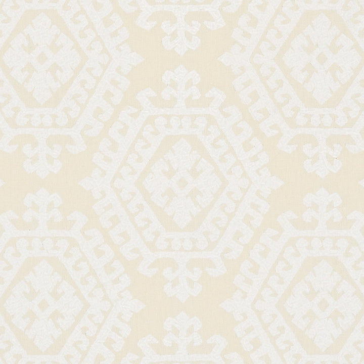 Omar Embroidery Ivory 71940 by Schumacher Fabric Caravanne 46% Polyester, 28% Linen, 26% Cotton Martindale 50,000 Horizontal: 16.75 and Vertical: 14.75 51 - Fabric Carolina -
