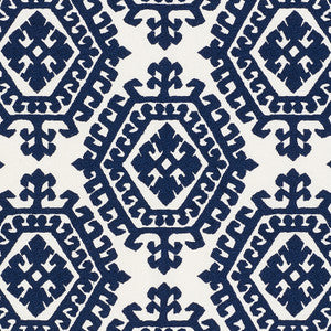Omar Embroidery Navy 71941 by Schumacher Fabric