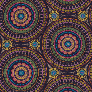 Idris Embroidery Navy & Multi 71950 by Schumacher Fabric