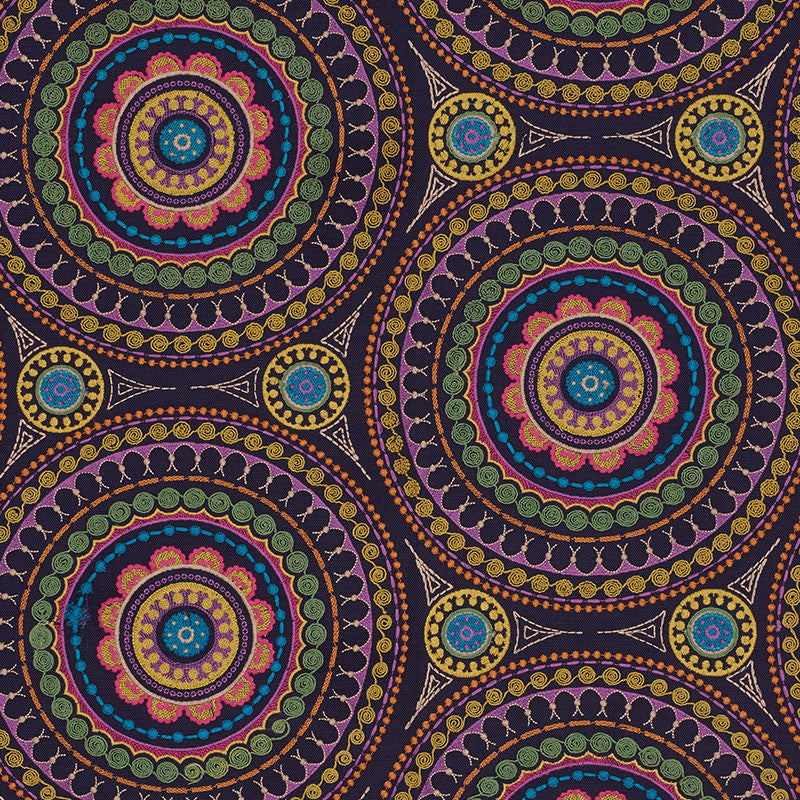 Idris Embroidery Navy & Multi 71950 by Schumacher Fabric CARAVANNE See Sample INDIA - </p><p>Repeat: Horizontal: 25" (64CM) and Vertical: 15" (38CM) 52" (132 CM) - Fabric Carolina -