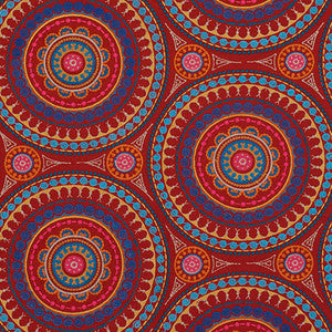 Idris Embroidery Red & Multi 71951 by Schumacher Fabric