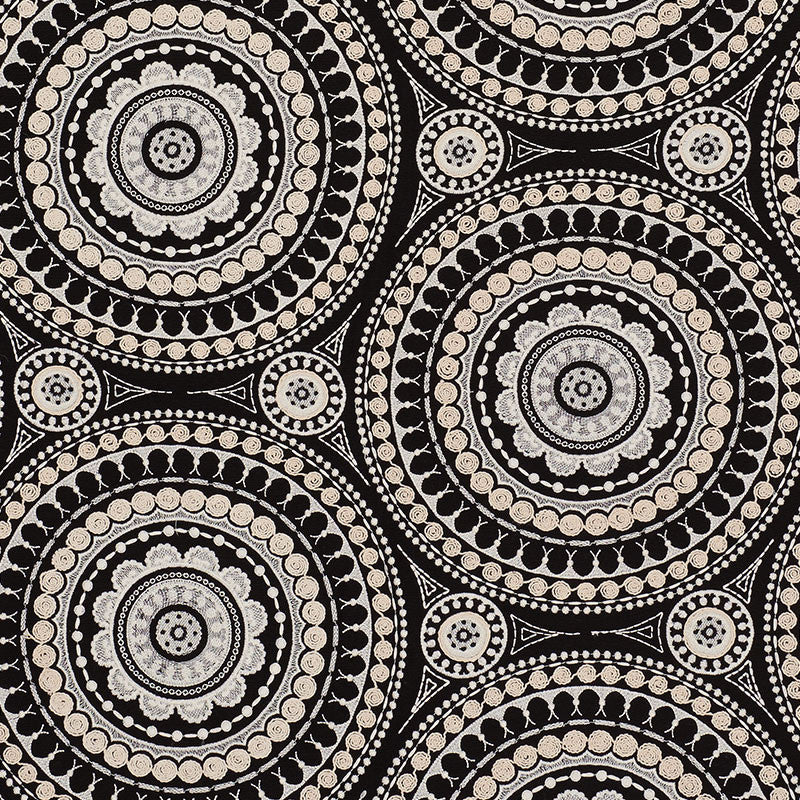 Idris Embroidery Black & Ivory 71953 by Schumacher Fabric CARAVANNE LINEN 40% COTTON 33% INDIA MARTINDALE 24,000 </p><p>Repeat: Horizontal: 25" (64CM) and Vertical: 15" (38CM) 52 - Fabric Carolina -