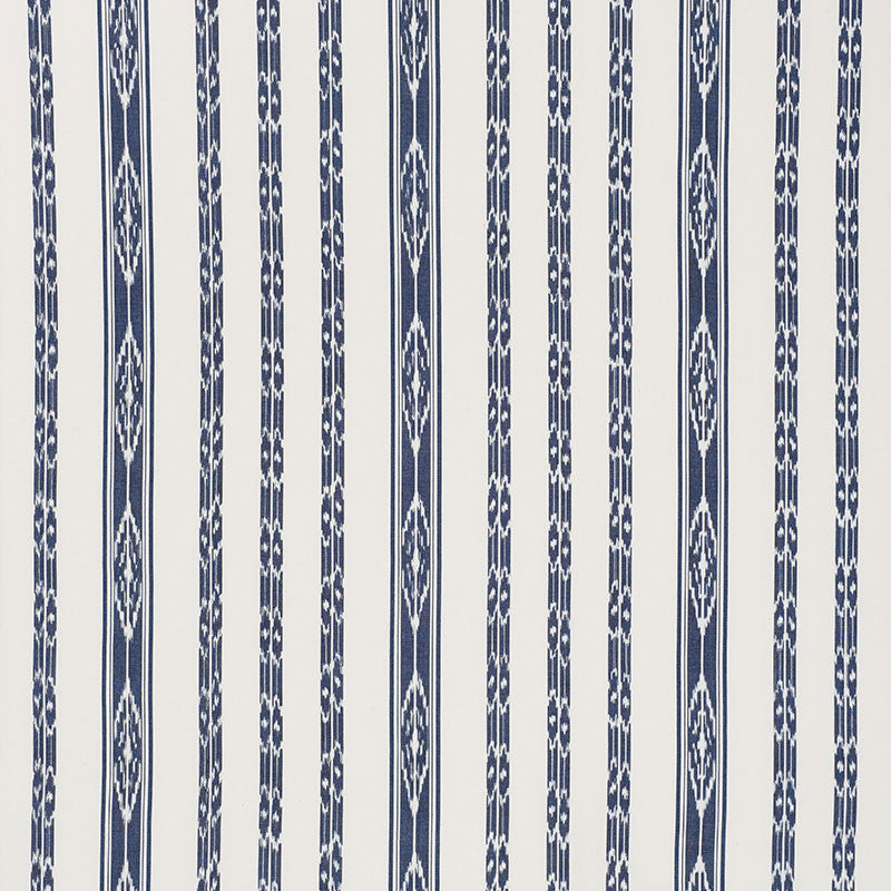Mariam Ikat Navy 71980 by Schumacher Designer Fabric CARAVANNE See Sample INDIA - </p><p>Repeat: Horizontal: 13 1/2" (34CM) and Vertical: 8" (20CM) 54" (137CM) - Swanky Fabrics -
