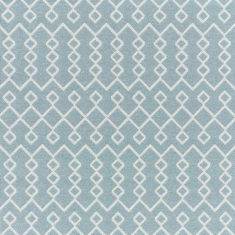 Bricolette Sky 72111 by Schumacher Fabric ESSENTIALS: MID-SCALE UPHOLSTERY See Sample UNITED STATES OF AMERICA - </p><p>Repeat: Horizontal: 1 3/4" (4CM) and Vertical: 9 1/2" (24CM) 54 1/4" (138 CM) - Fabric Carolina -