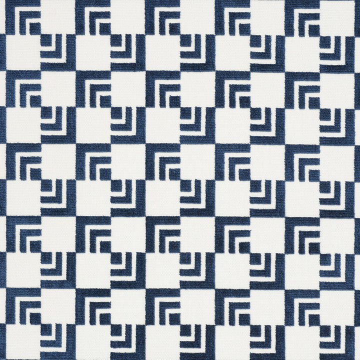 Imperial Hotel Velvet Blue 72201 by Schumacher Fabric Applied-Architecture 50% Cotton, 50% Viscose Martindale 60,000 Horizontal: 2.75 and Vertical: 2.75 55 - Fabric Carolina -