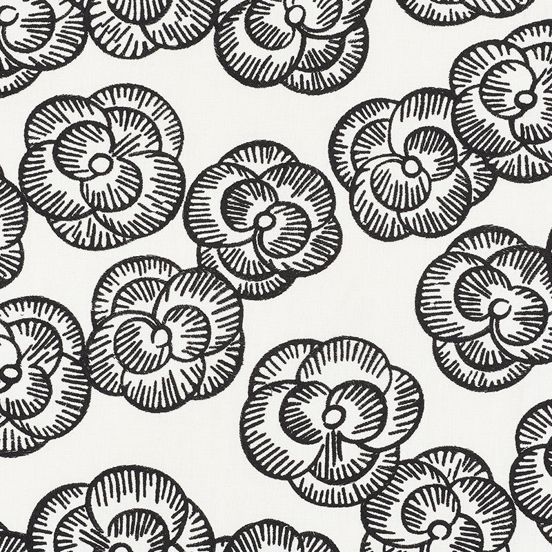 Mona Blackwork 72610 by Schumacher Fabric Vogue-Living 39% Polyester, 34% Cotton, 27% Linen - Horizontal: 26 and Vertical: 15 51.5 - Fabric Carolina -