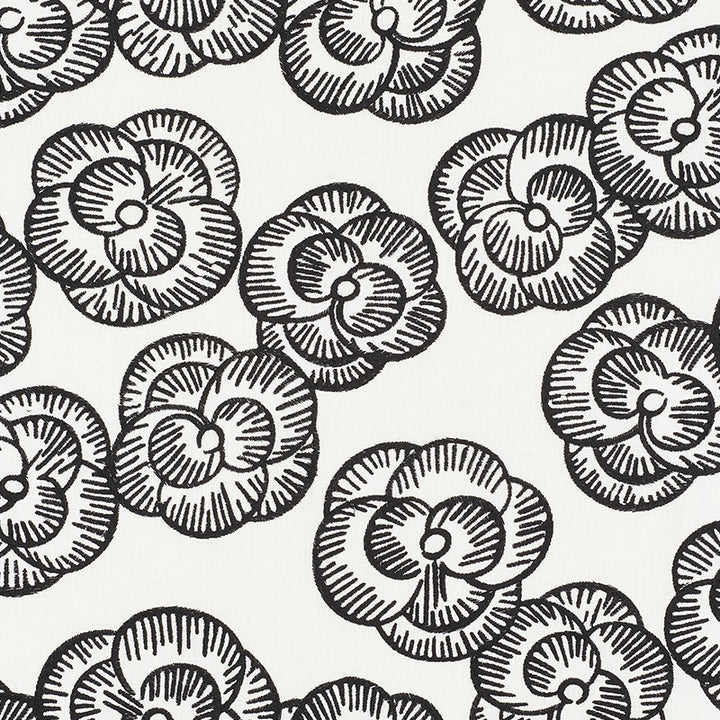 Mona Blackwork 72610 by Schumacher Fabric Vogue-Living 39% Polyester, 34% Cotton, 27% Linen - Horizontal: 26 and Vertical: 15 51.5 - Fabric Carolina -