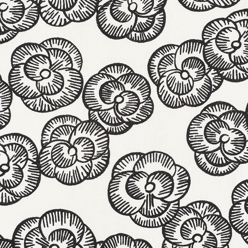Mona Blackwork 72610 by Schumacher Fabric VOGUE LIVING POLYESTER 39% COTTON 34% INDIA </p><p>Repeat: Horizontal: 26" (66CM) and Vertical: 15" (38CM) 51.5 - Fabric Carolina -