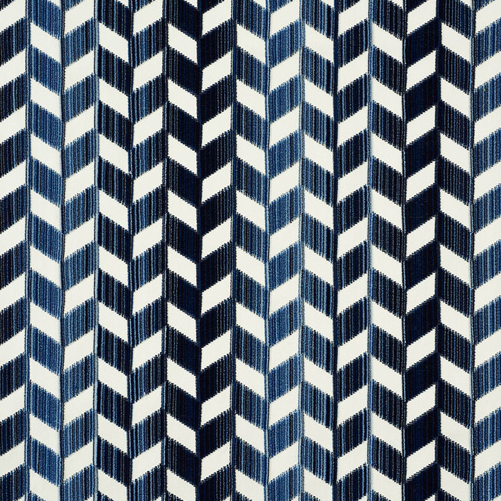 Chevron Strie Velvet Lapis 72811 by Schumacher Fabric Cut-Patterned-Velvets 55% Polyester, 45% Cotton Martindale 60,000 Horizontal: 26.5 and Vertical: 2.25 53.5 - Fabric Carolina -