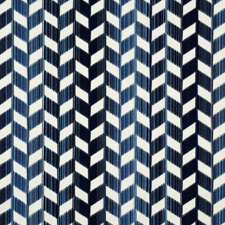 Chevron Strie Velvet Lapis 72811 by Schumacher Designer Fabric CUT & PATTERNED VELVETS POLYESTER 55% COTTON 45% INDIA MARTINDALE 60,000 </p><p>Repeat: Horizontal: 26 1/2" (67CM) and Vertical: 2 1/4" (6CM) 53.5 - Swanky Fabrics -