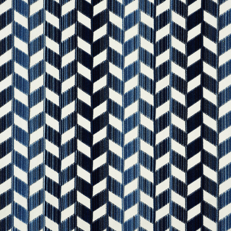 Chevron Strie Velvet Lapis 72811 by Schumacher Fabric Schumacher Fabric Chevron Strie Velvet Lapis 72811Fabric POLYESTER 55% INDIA </p><p>Repeat: H: HORZ. 26 1/2" (67CM) , V: VERT. 2 1/4" (6CM) 53.5 - Fabric Carolina -