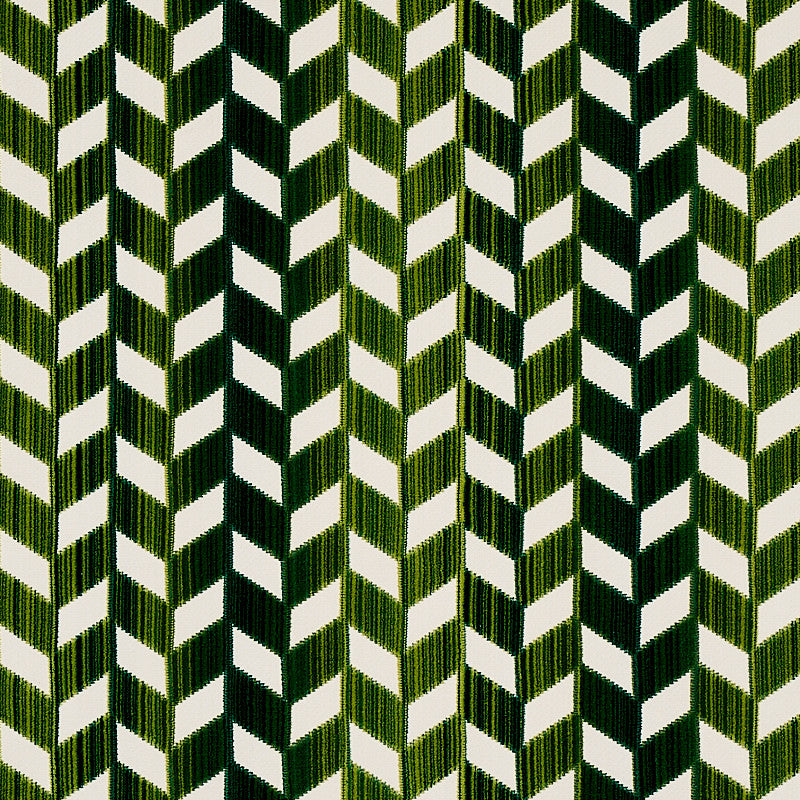 Chevron Strie Velvet Emerald 72814 by Schumacher Fabric CUT & PATTERNED VELVETS COTTON 45% POLYESTER 55% INDIA MARTINDALE 60,000 </p><p>Repeat: Horizontal: 2 3/5" (7CM) and Vertical: 2 1/5" (6CM) 55 - Fabric Carolina -