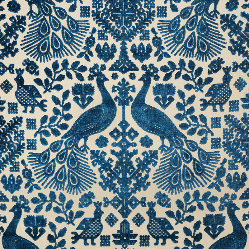 Pavone Velvet Peacock 72973 by Schumacher Fabric Cut-Patterned-Velvets 81% Viscose, 19% Cotton Martindale 15,000 Horizontal: 27.25 and Vertical: 27.5 54 - Fabric Carolina -