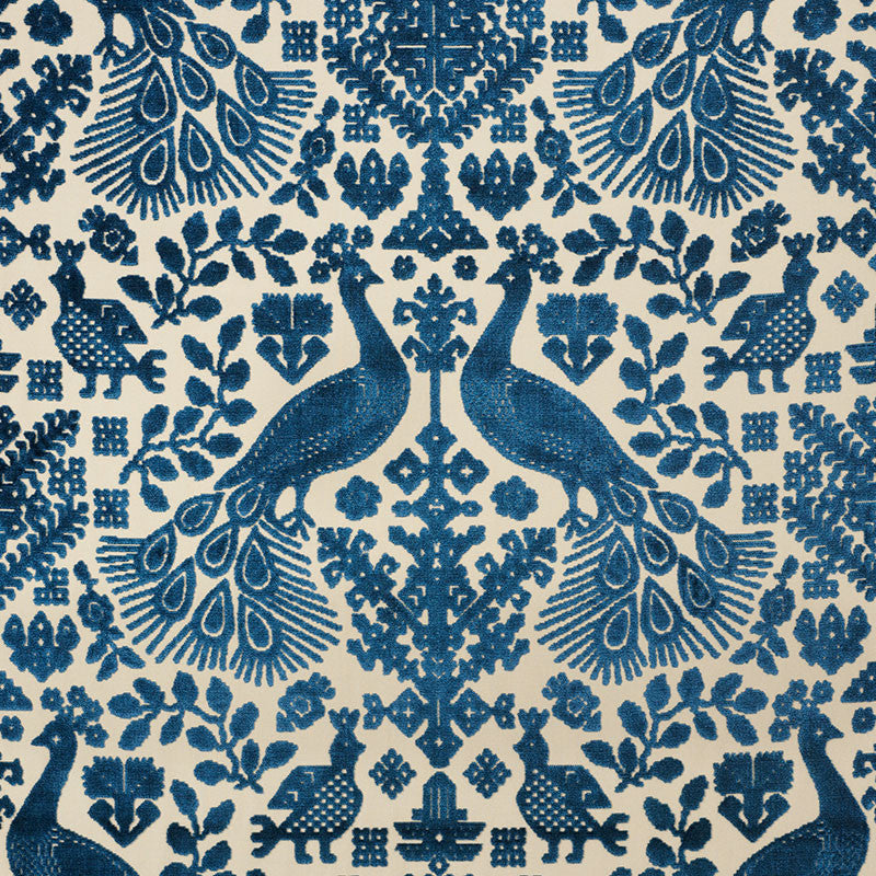 Pavone Velvet Peacock 72973 by Schumacher Fabric CUT & PATTERNED VELVETS See Sample BELGIUM MEDIUM DUTY </p><p>Repeat: Horizontal: 27 1/4" (69CM) and Vertical: 27 1/2" (70CM) 54" (137CM) - Fabric Carolina -