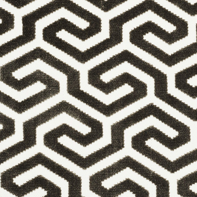 Ming Fret Velvet Taupe 73101 by Schumacher Designer Fabric CUT & PATTERNED VELVETS See Sample UNITED STATES OF AMERICA - </p><p>Repeat: Horizontal: 3 3/4" (10CM) and Vertical: 3 1/8" (8CM) 50" (127CM) - Swanky Fabrics -